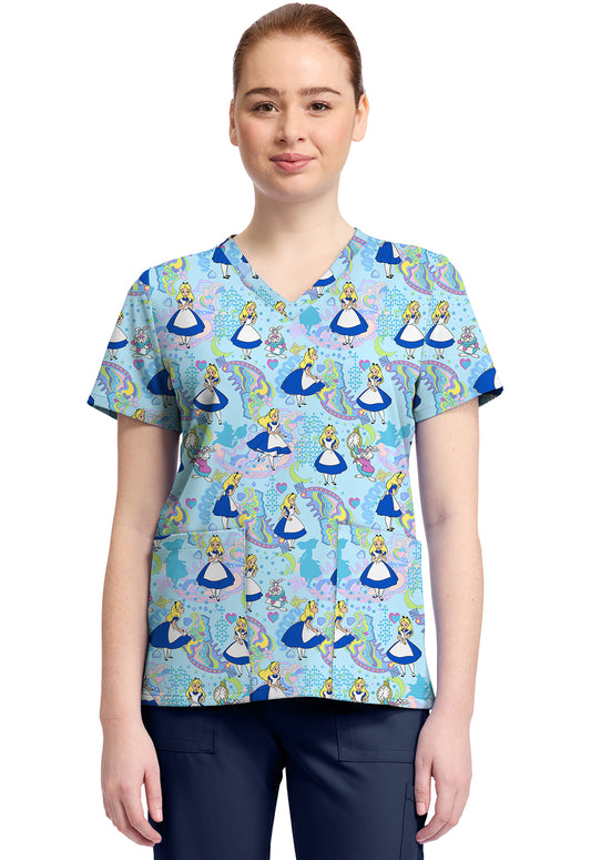 Polera clínica mujer Tooniforms Estampada ALDL TF796 - Uniformes Clínicos Sami