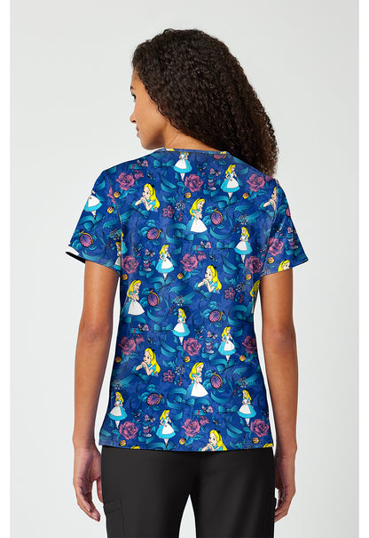 Polera clínica mujer Tooniforms estampada ALWT TF797, vista trasera - Uniformes Clínicos Sami
