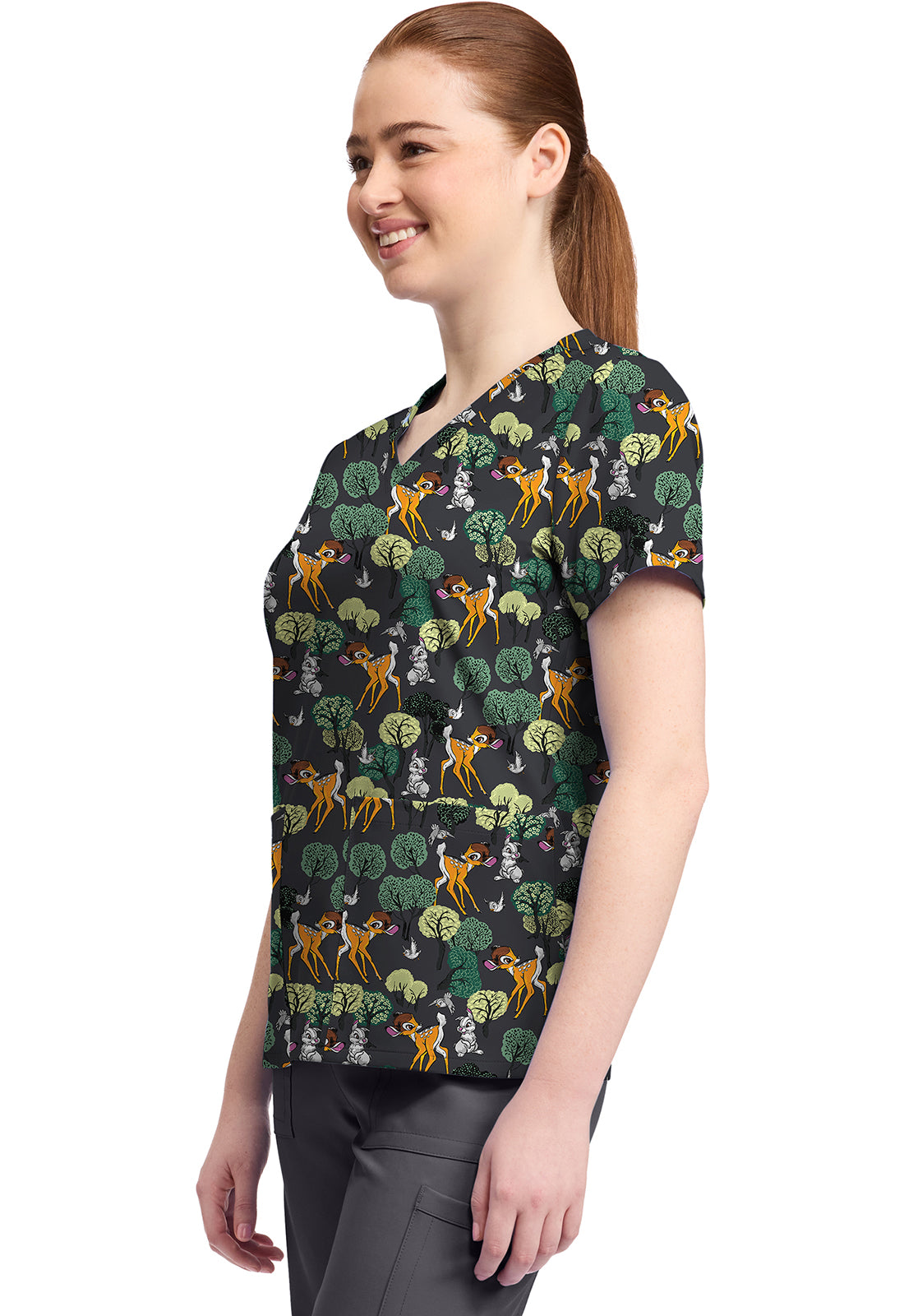 Polera clínica mujer Tooniforms Estampada BAFT TF796, vista trasera - Uniformes Clínicos Sami