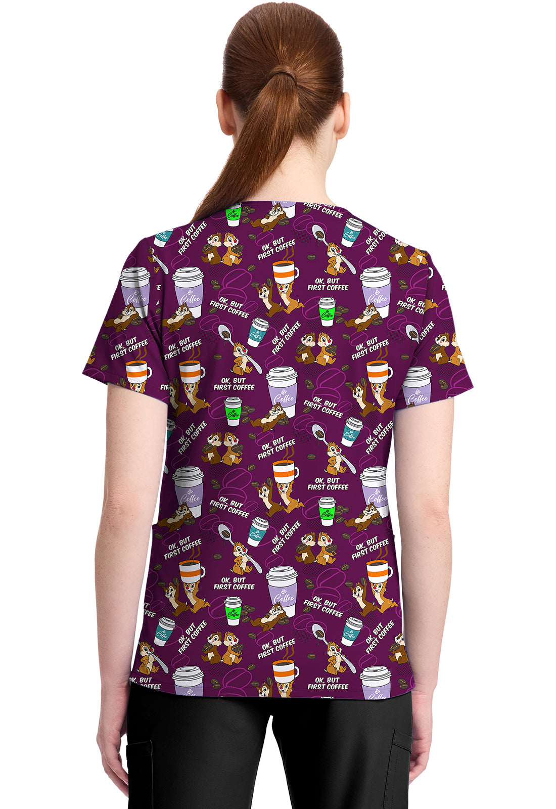 Polera clínica mujer Tooniforms Estampada CDBC TF796, detalle 2 - Uniformes Clínicos Sami