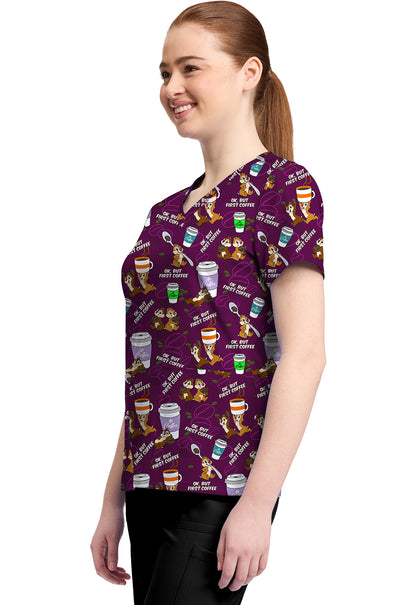 Polera clínica mujer Tooniforms Estampada CDBC TF796, vista trasera - Uniformes Clínicos Sami