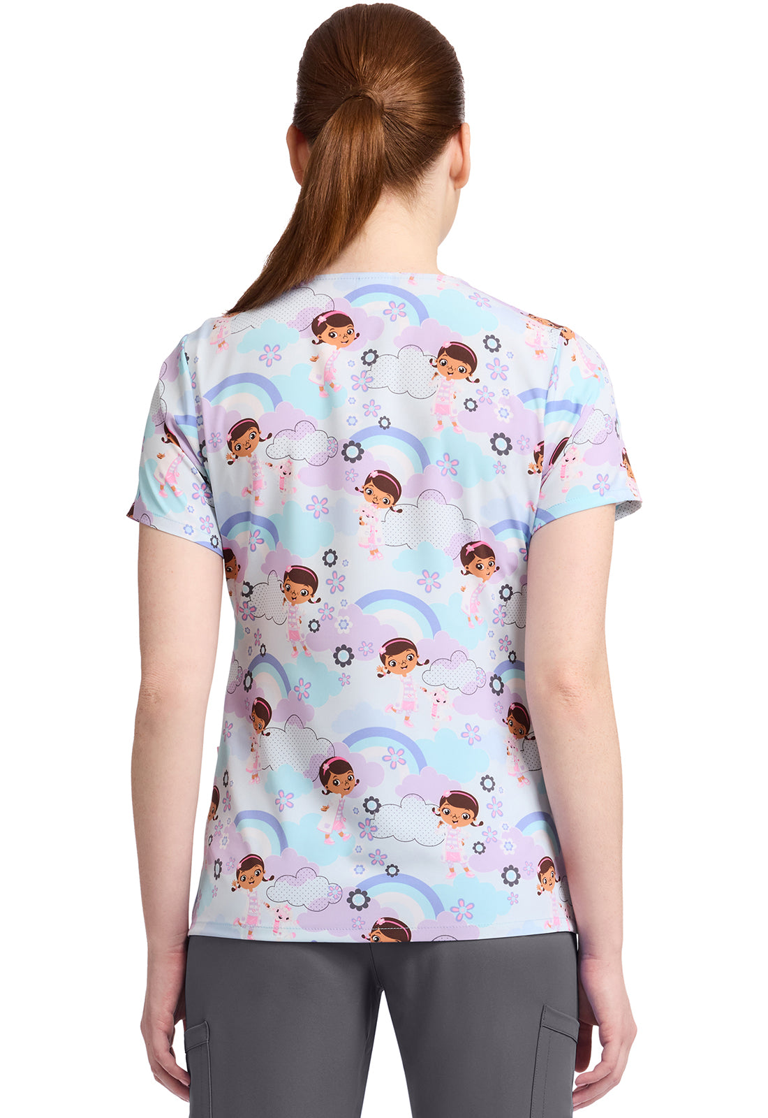 Polera clínica mujer Tooniforms Estampada DCGS TF614, detalle 2 - Uniformes Clínicos Sami