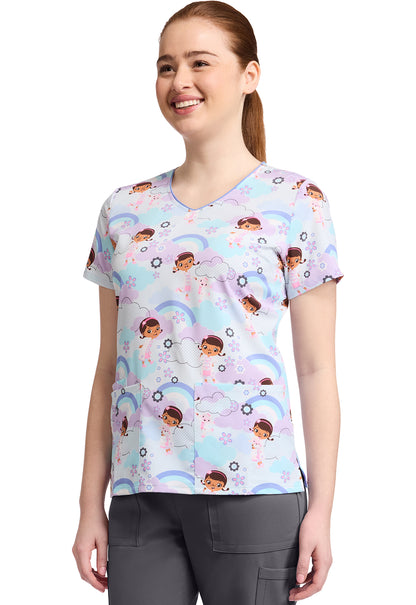 Polera clínica mujer Tooniforms Estampada DCGS TF614, detalle 3 - Uniformes Clínicos Sami