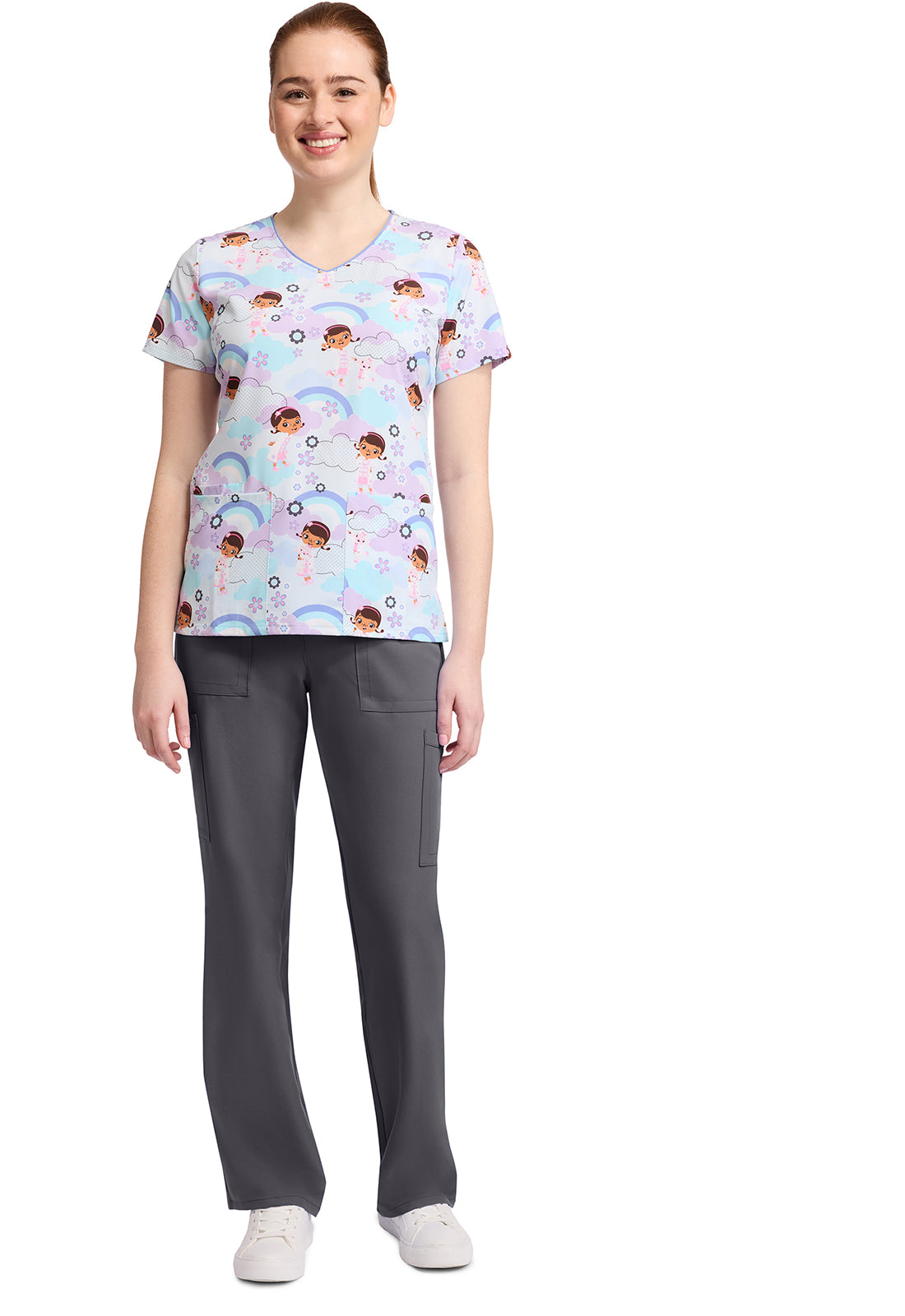 Polera clínica mujer Tooniforms Estampada DCGS TF614, detalle 4 - Uniformes Clínicos Sami