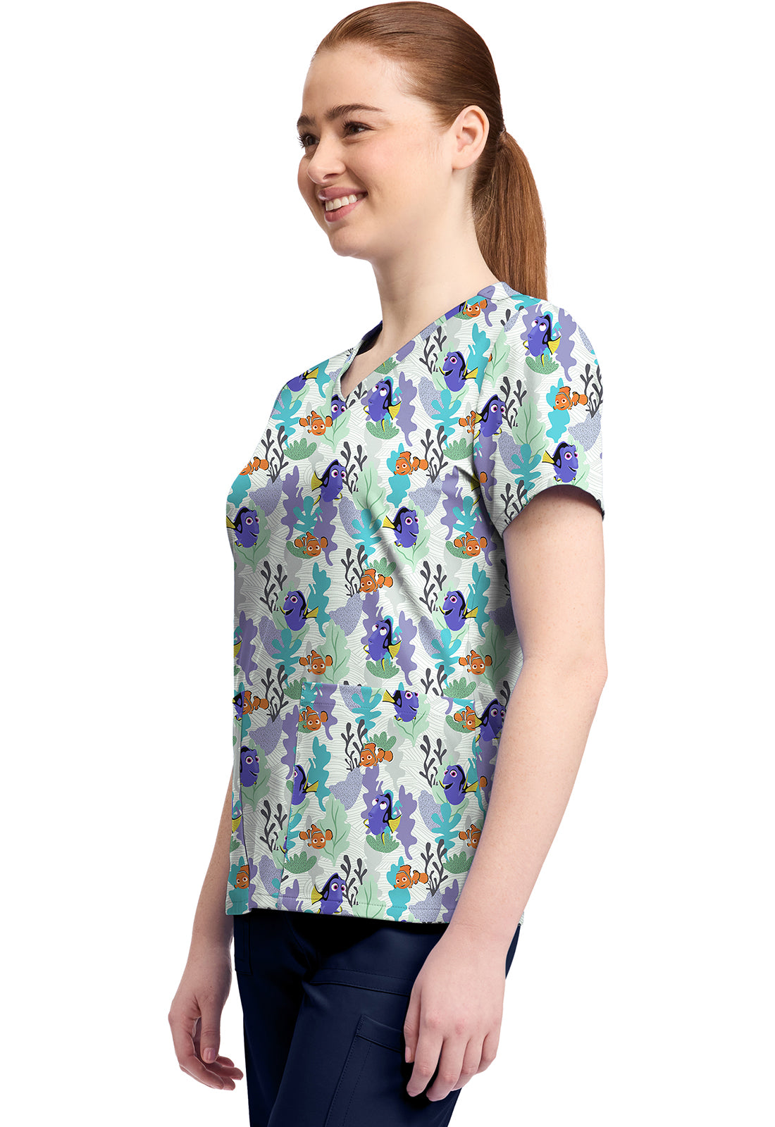 Polera clínica mujer Tooniforms Estampada FNND TF796, detalle 2 - Uniformes Clínicos Sami