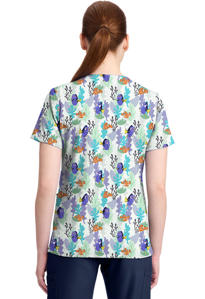 Polera clínica mujer Tooniforms Estampada FNND TF796, detalle 3 - Uniformes Clínicos Sami