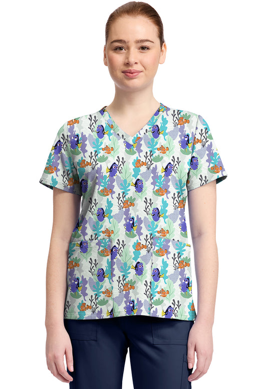 Polera clínica mujer Tooniforms Estampada FNND TF796 - Uniformes Clínicos Sami