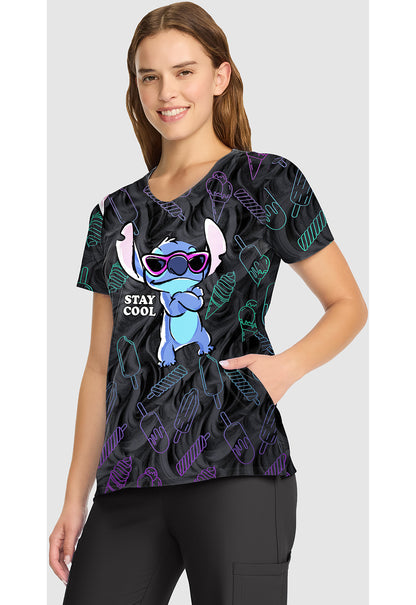 Polera clínica mujer Tooniforms Estampada LHAY TF626, detalle 2 - Uniformes Clínicos Sami