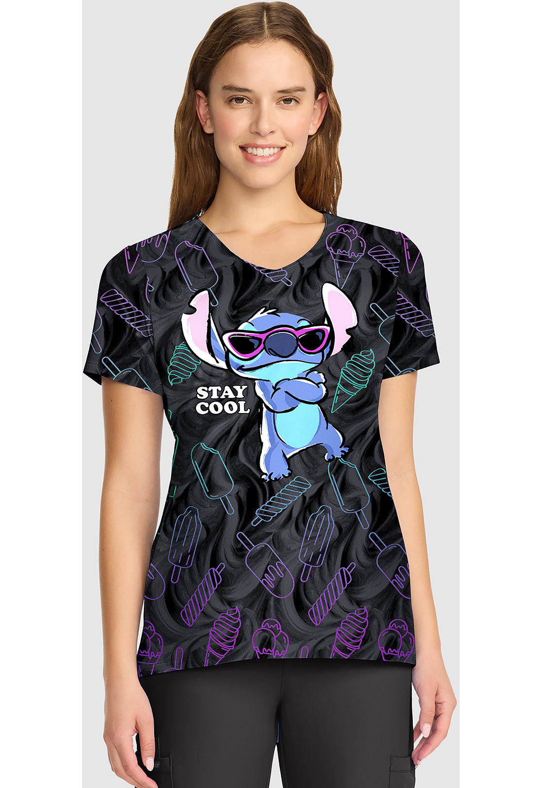 Polera clínica mujer Tooniforms Estampada LHAY TF626 - Uniformes Clínicos Sami