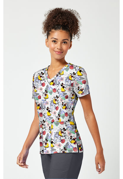 Polera clínica mujer Tooniforms estampada MKZL TF796, vista trasera - Uniformes Clínicos Sami