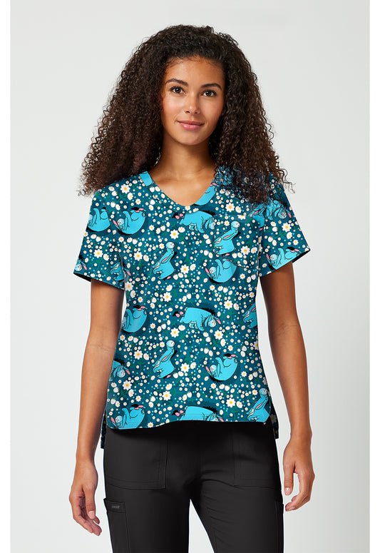 Polera clínica mujer Tooniforms estampada PHEF TF797 - Uniformes Clínicos Sami