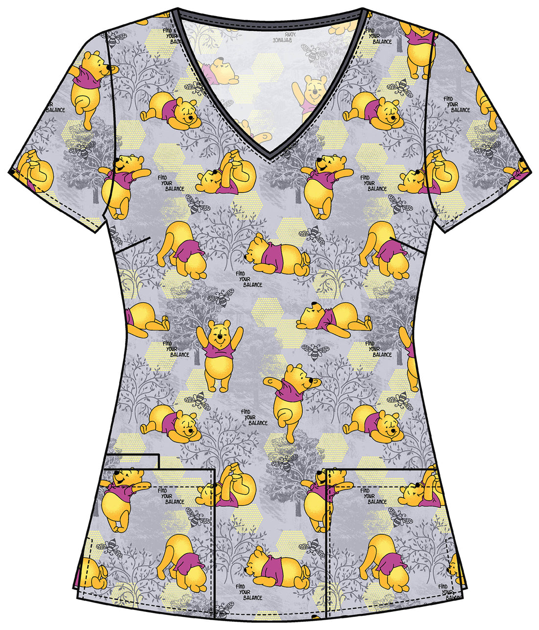 Polera clínica mujer Tooniforms Estampada PHPY WINNIE TF614 - Uniformes Clínicos Sami