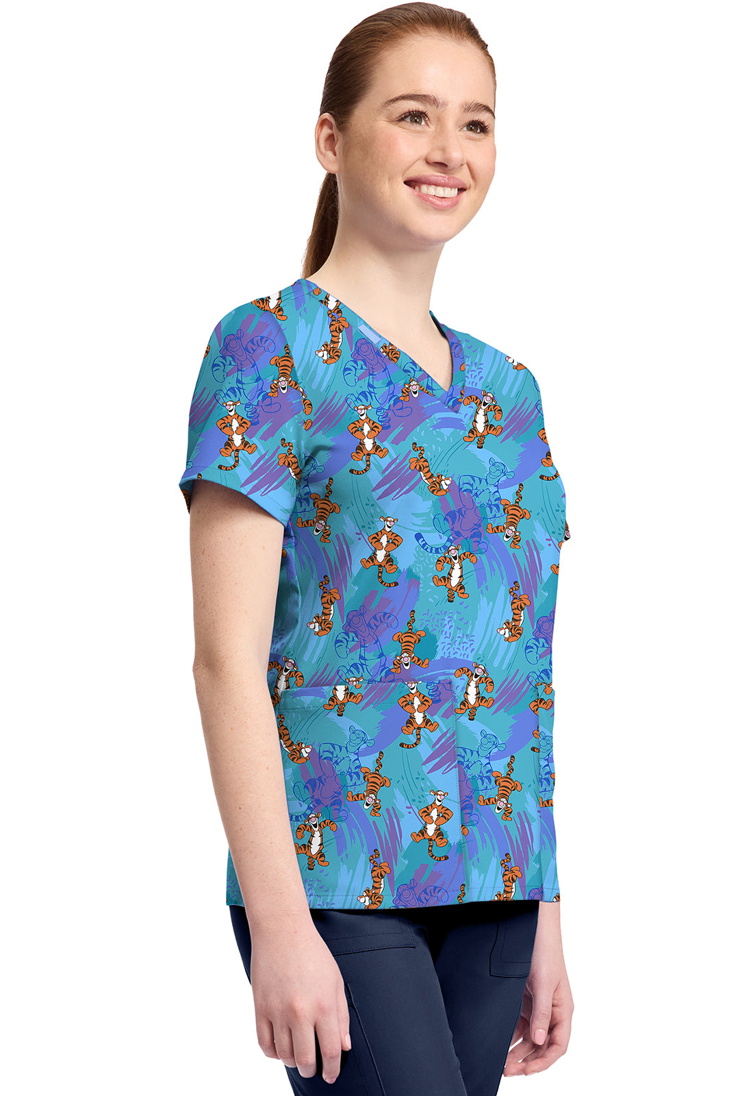 Polera clínica mujer Tooniforms Estampada PHRX TF796, detalle 2 - Uniformes Clínicos Sami