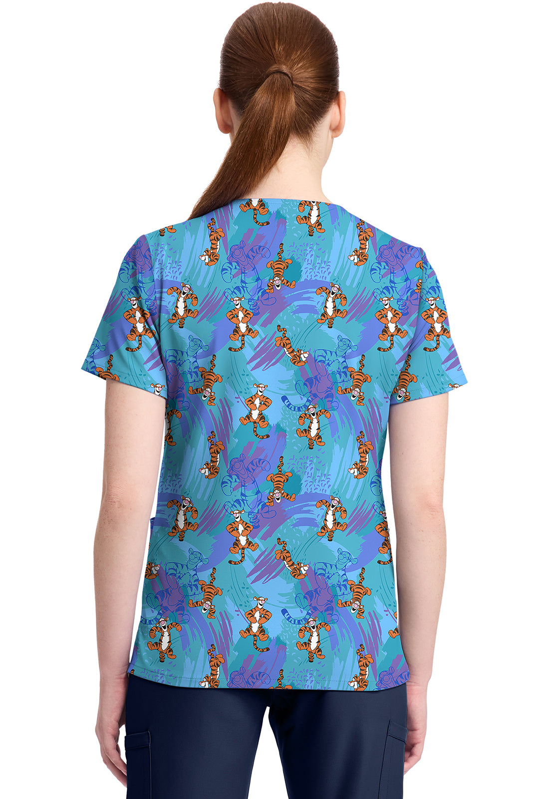 Polera clínica mujer Tooniforms Estampada PHRX TF796, vista trasera - Uniformes Clínicos Sami