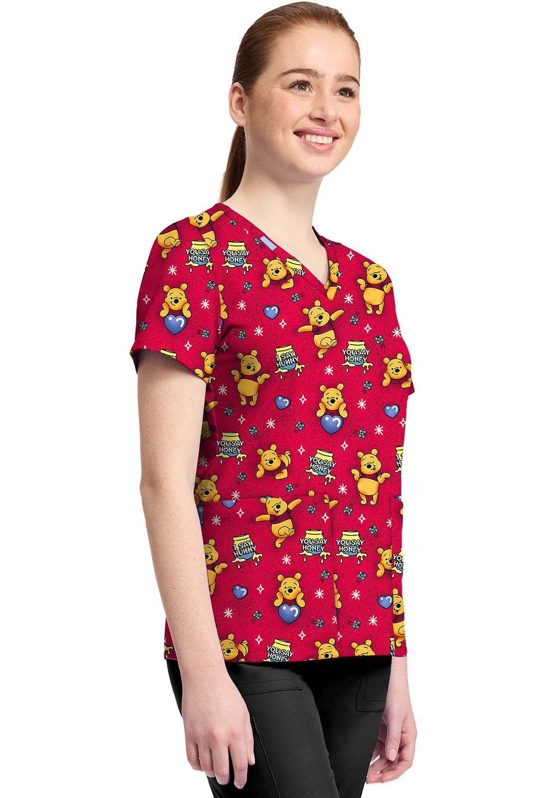 Polera clínica mujer Tooniforms Estampada PHYX TF796, vista trasera - Uniformes Clínicos Sami