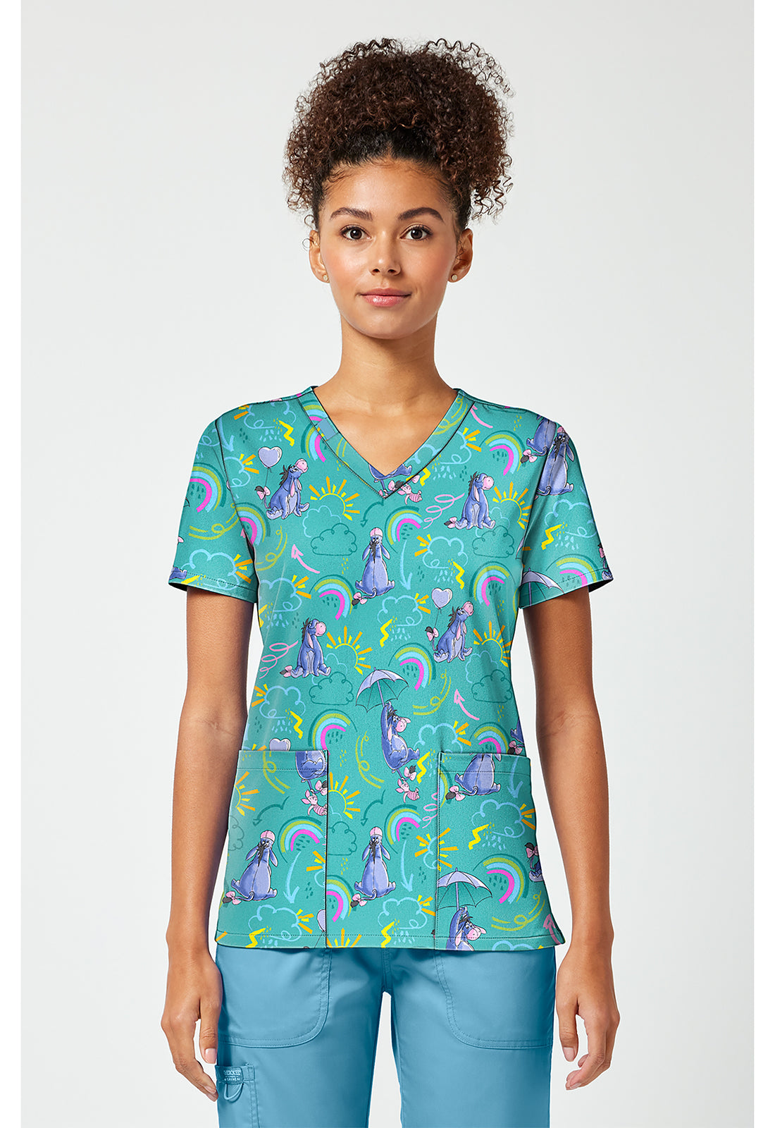 Polera clínica mujer Tooniforms estampada PHZR TF796, vista trasera - Uniformes Clínicos Sami