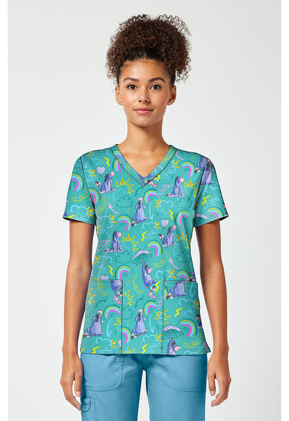Polera clínica mujer Tooniforms estampada PHZR TF796, vista trasera - Uniformes Clínicos Sami