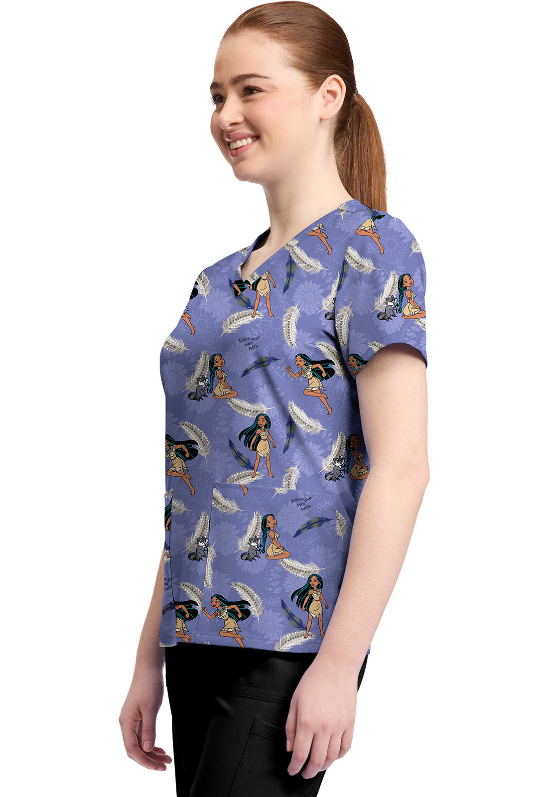 Polera clínica mujer Tooniforms Estampada PRPW TF796, detalle 2 - Uniformes Clínicos Sami