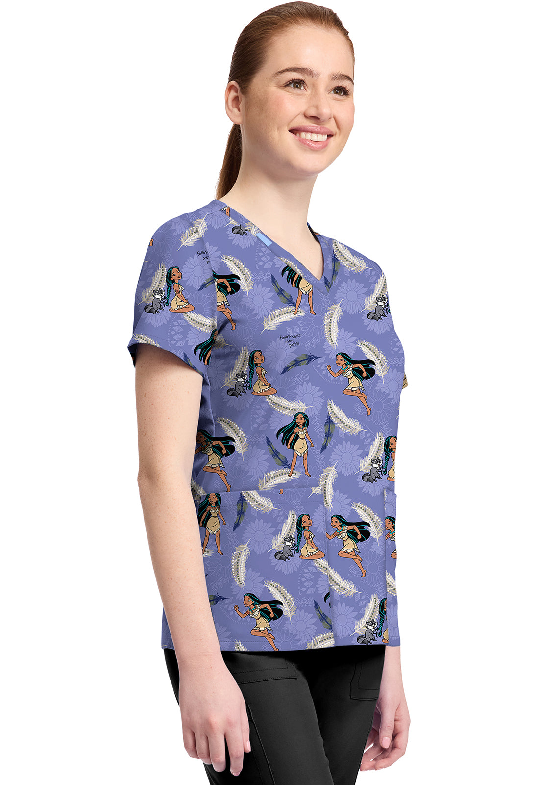 Polera clínica mujer Tooniforms Estampada PRPW TF796, vista trasera - Uniformes Clínicos Sami