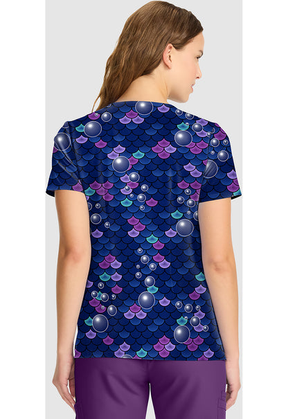 Polera clínica mujer Tooniforms estampada PRTO TF626, detalle 3 - Uniformes Clínicos Sami