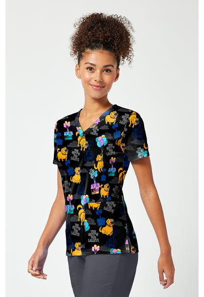 Polera clínica mujer Tooniforms estampada UPDU TF769, vista trasera - Uniformes Clínicos Sami