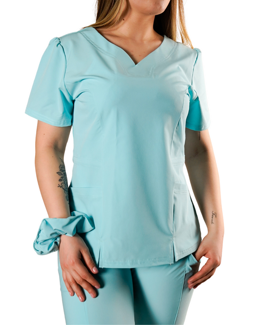 Polera clínica mujer verde agua Valere Flex 6022 - Uniformes Clínicos Sami