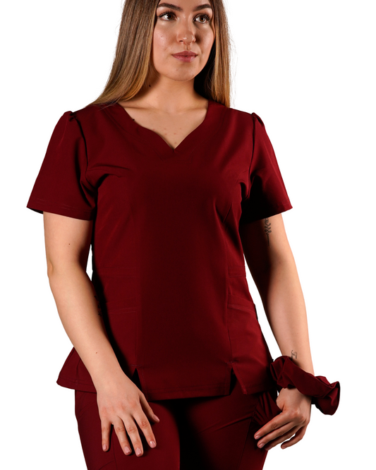 Polera clínica mujer Vino Valere Flex 6022 - Uniformes Clínicos Sami