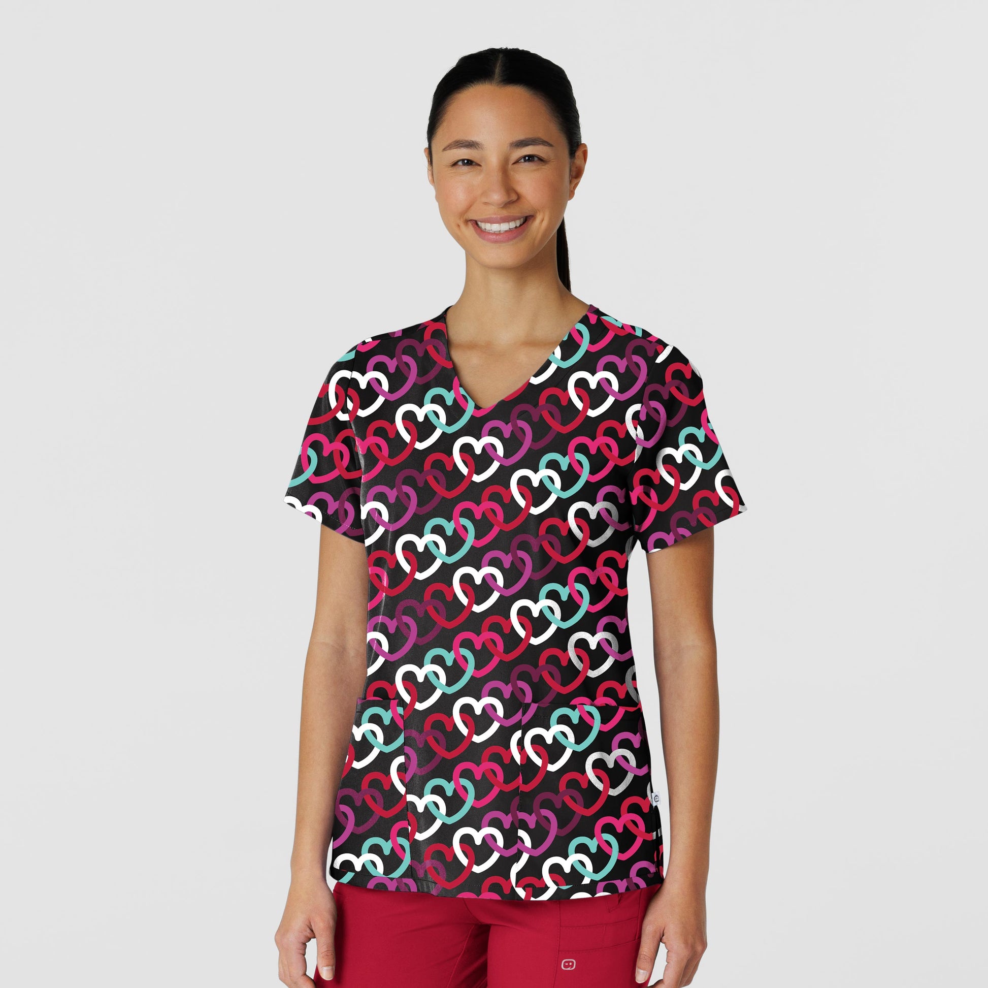 Polera clínica mujer WonderWink estampada HLBK 6147 - Uniformes Clínicos Sami