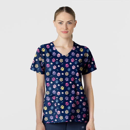 Polera clínica mujer WonderWink estampada SSNV 6147 - Uniformes Clínicos Sami