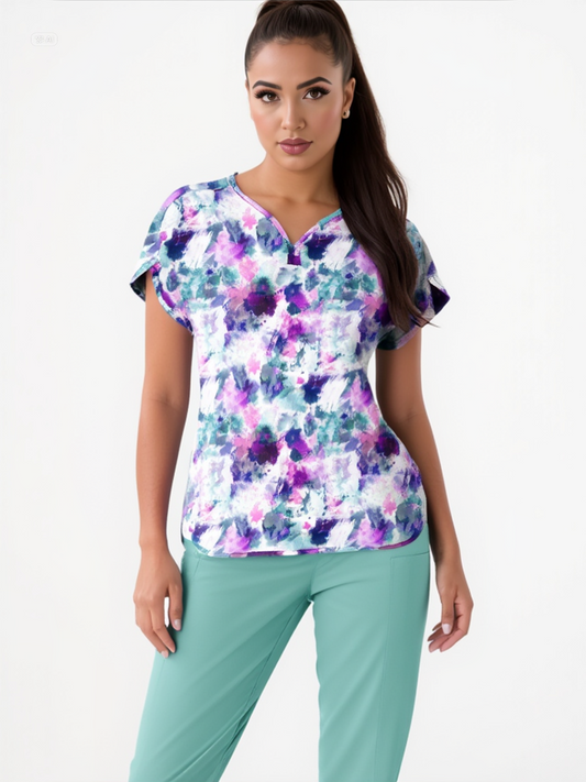 Polera clínica WonderWink estampada FFLR 6267 - Uniformes Clínicos Sami