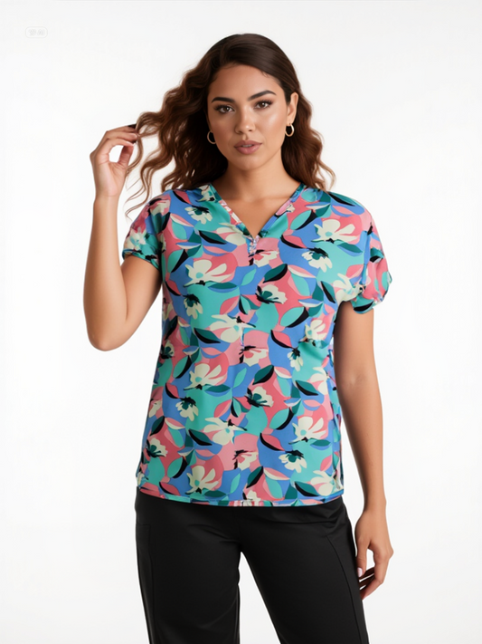Polera clínica WonderWink estampada OCOD 6267 - Uniformes Clínicos Sami