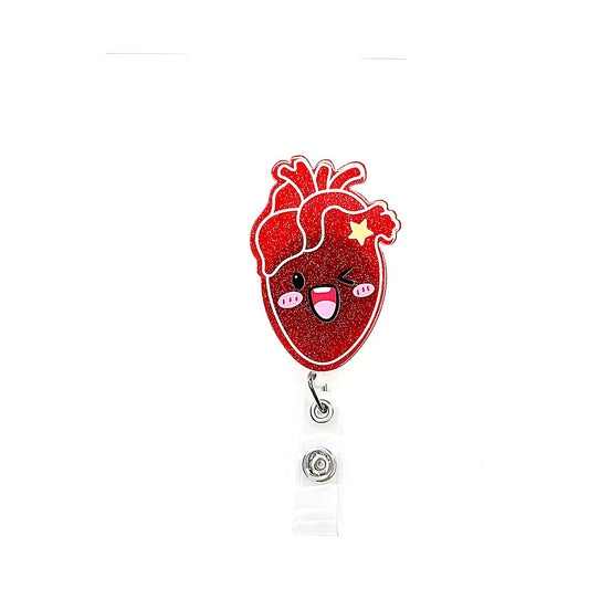 Porta credencial acrílico Corazón rojo Happy