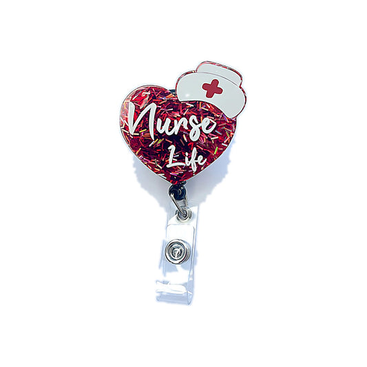 Porta credencial acrílico Corazón Rojo Nurse