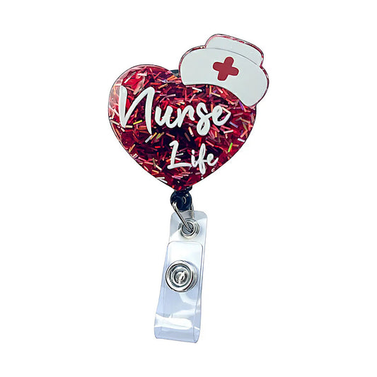 Porta credencial acrílico Corazón Rojo Shine