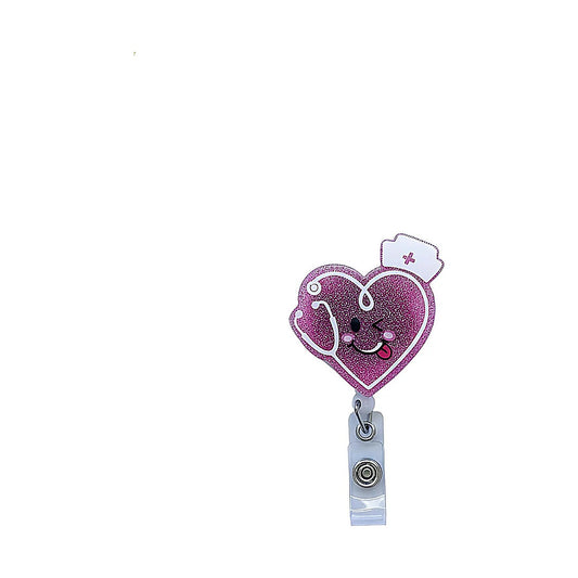 Porta credencial acrílico Corazón rosa Nurse