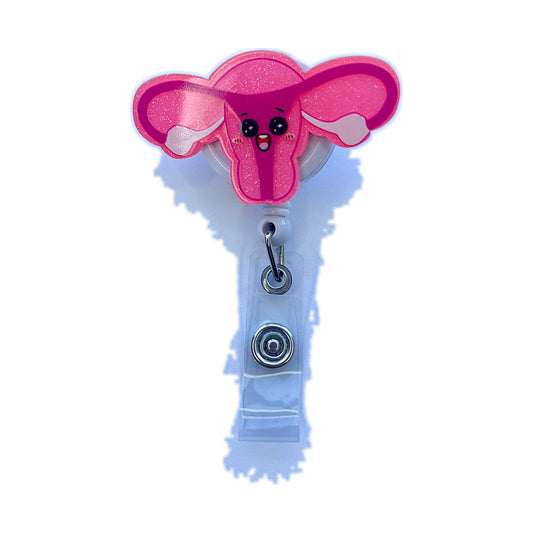 Porta credencial acrílico Útero rosado Fluor