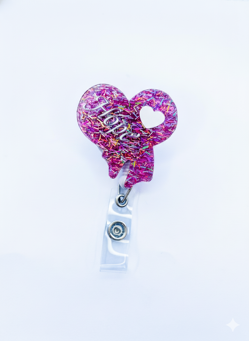 Portacredencial acrílico Corazón hope - Uniformes Clínicos Sami
