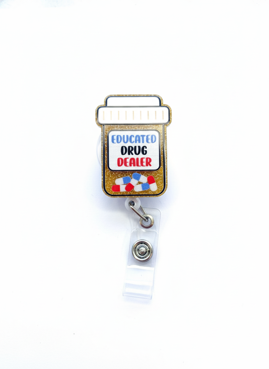 Portacredencial acrílico Educated Drug - Uniformes Clínicos Sami