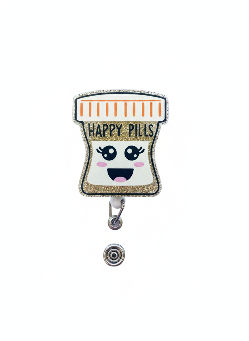 Portacredencial acrílico Happy Pills - Uniformes Clínicos Sami